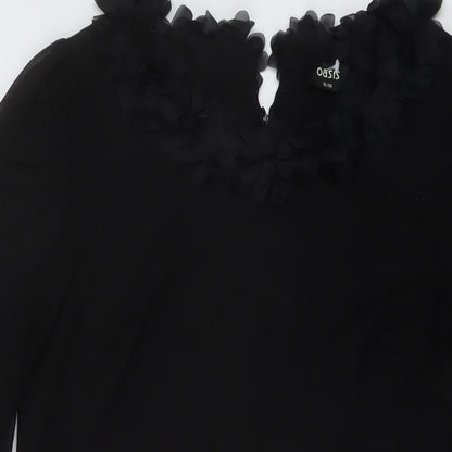 Osis Womens Black Polyester A-Line Size 10 Round Neck Zip