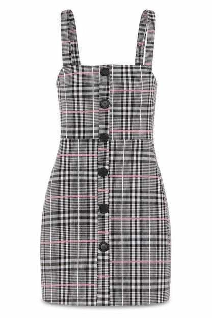 Edge Street Womens Grey Plaid Polyester Mini Size 10 Square Neck Pullover