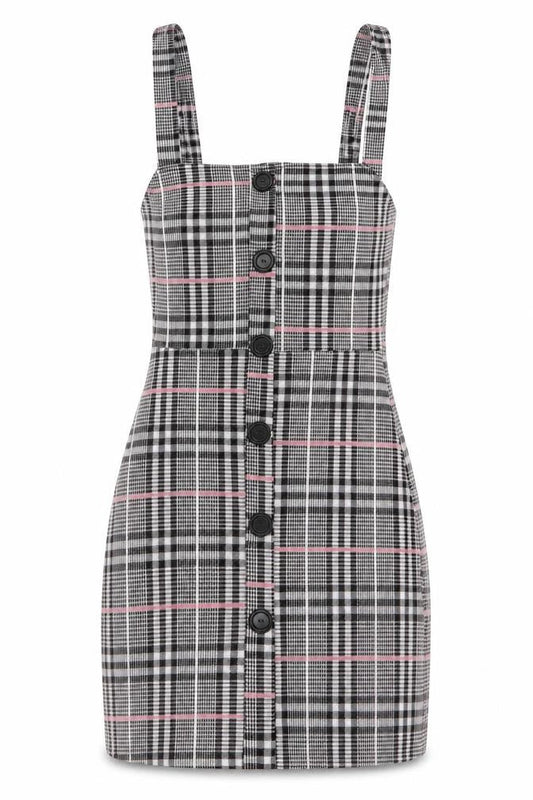 Edge Street Womens Grey Plaid Polyester Mini Size 10 Square Neck Pullover