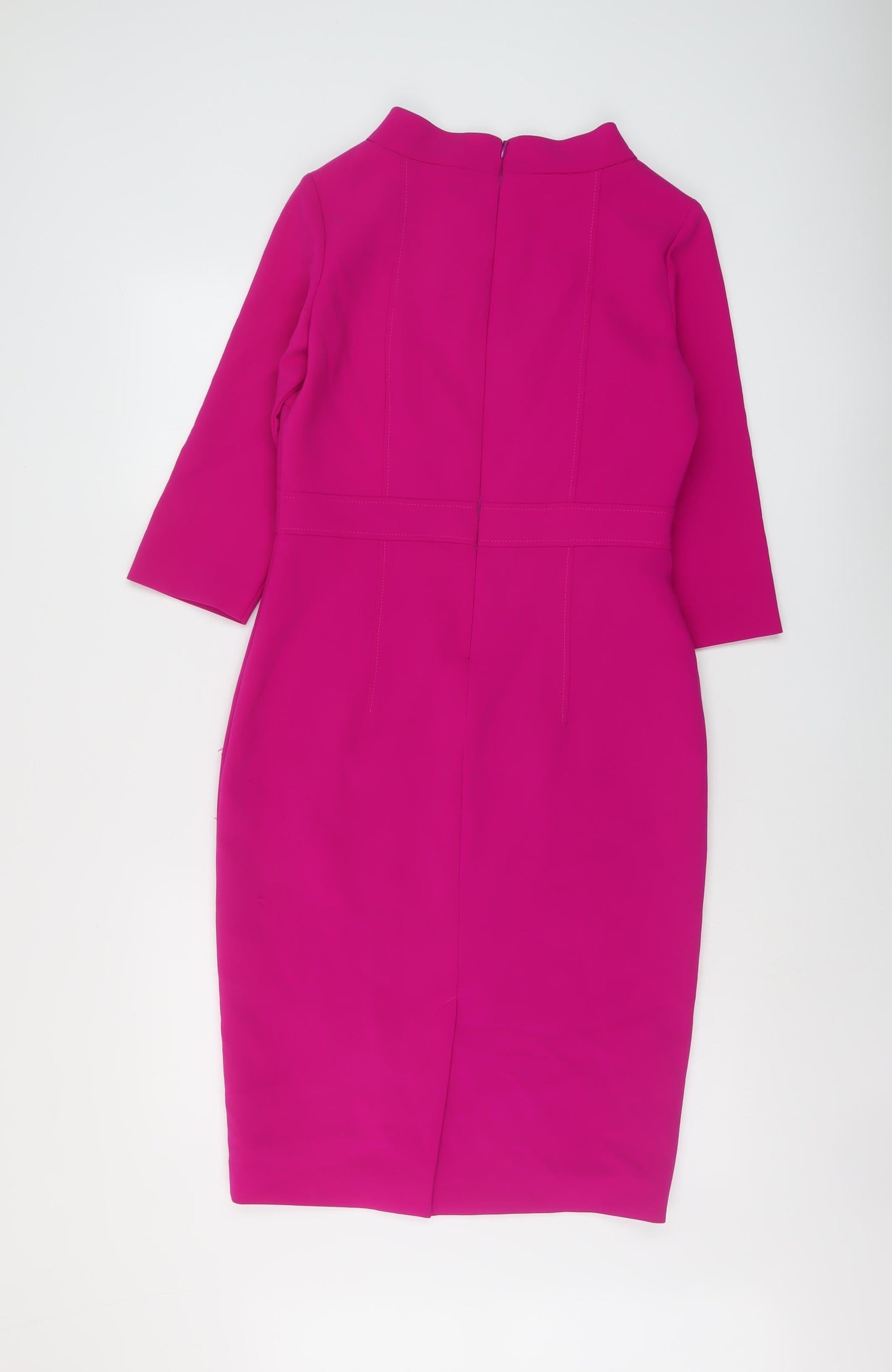 Kate Cooper Womens Pink Polyester Sheath Size 8 Mock Neck Zip