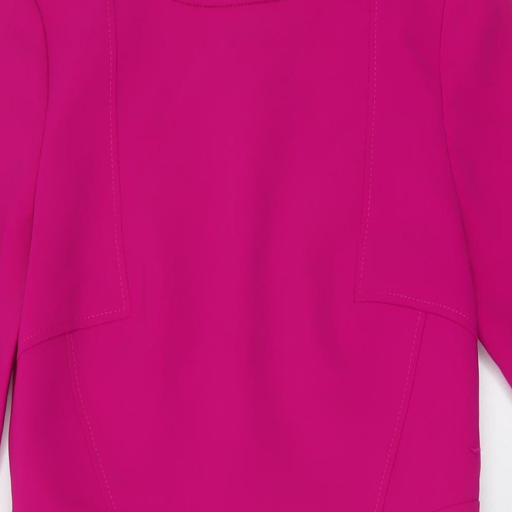 Kate Cooper Womens Pink Polyester Sheath Size 8 Mock Neck Zip