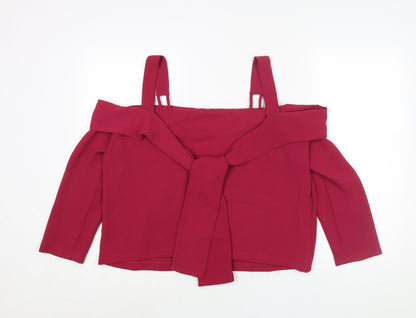 Womens UK Size 14 Topshop Pink Basic Blouse