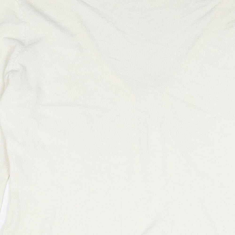 Coast Womens Ivory V-Neck Acrylic Cardigan Jumper Size 14 - Frill Crochet Sleeve