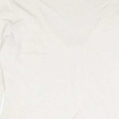 Coast Womens Ivory V-Neck Acrylic Cardigan Jumper Size 14 - Frill Crochet Sleeve