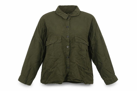 Womens UK Size S Pull&Bear Green Basic Button-Up