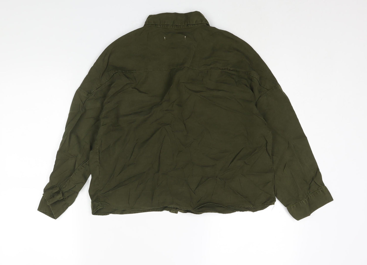 Womens UK Size S Pull&Bear Green Basic Button-Up
