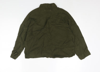 Womens UK Size S Pull&Bear Green Basic Button-Up