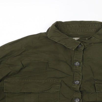 Womens UK Size S Pull&Bear Green Basic Button-Up