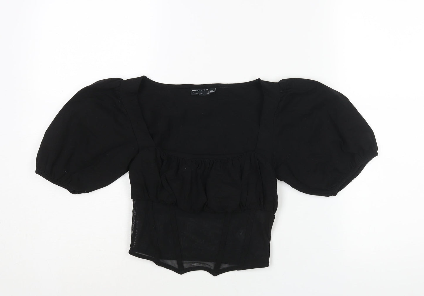 Womens UK Size 6 ASOS Black Cropped Blouse