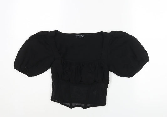 Womens UK Size 6 ASOS Black Cropped Blouse