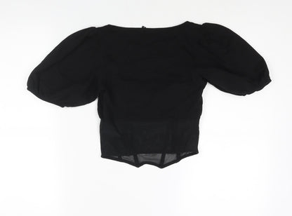 Womens UK Size 6 ASOS Black Cropped Blouse