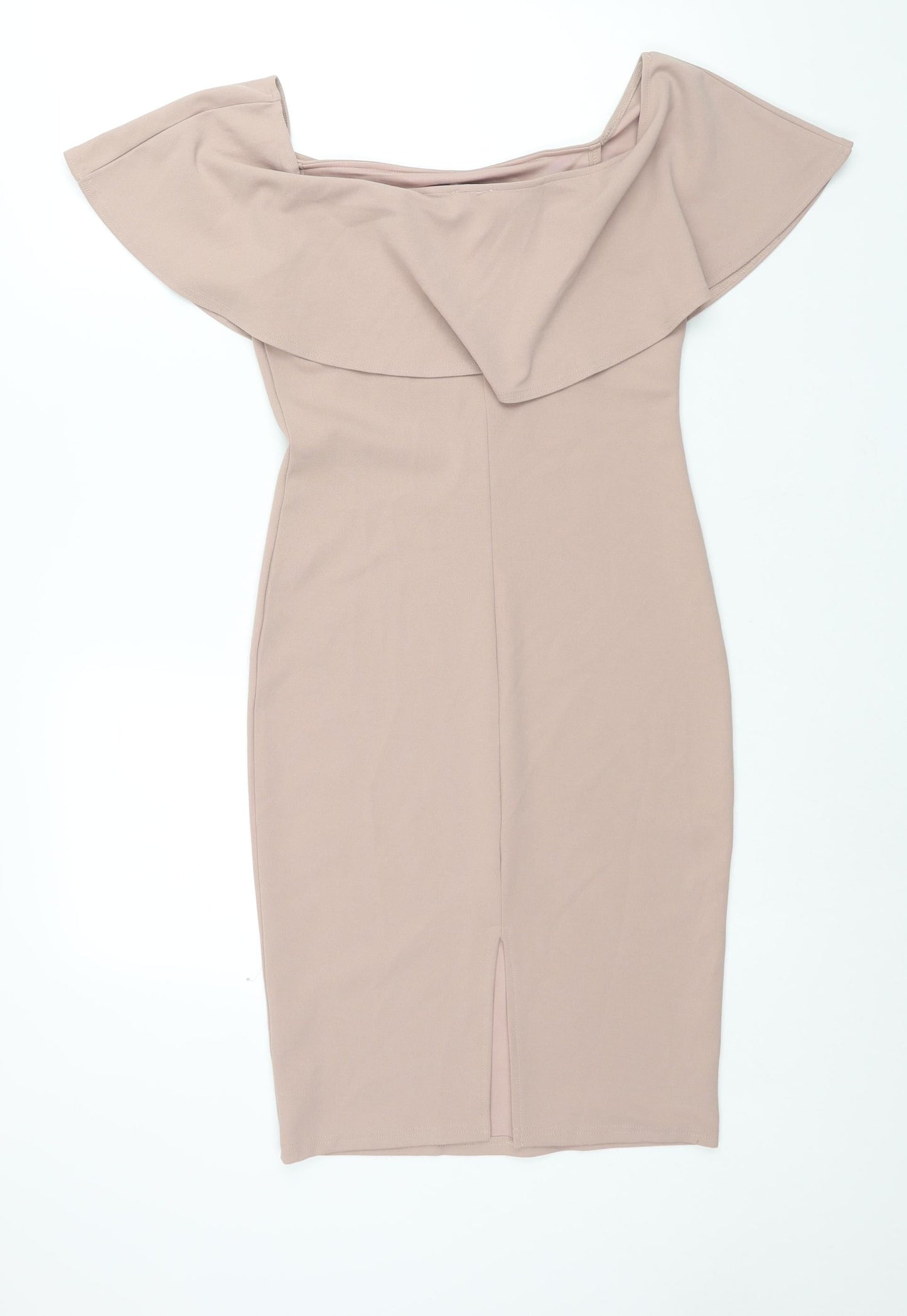 River Island Womens Pink Polyester Pencil Dress Size 10 Boat Neck Pullover