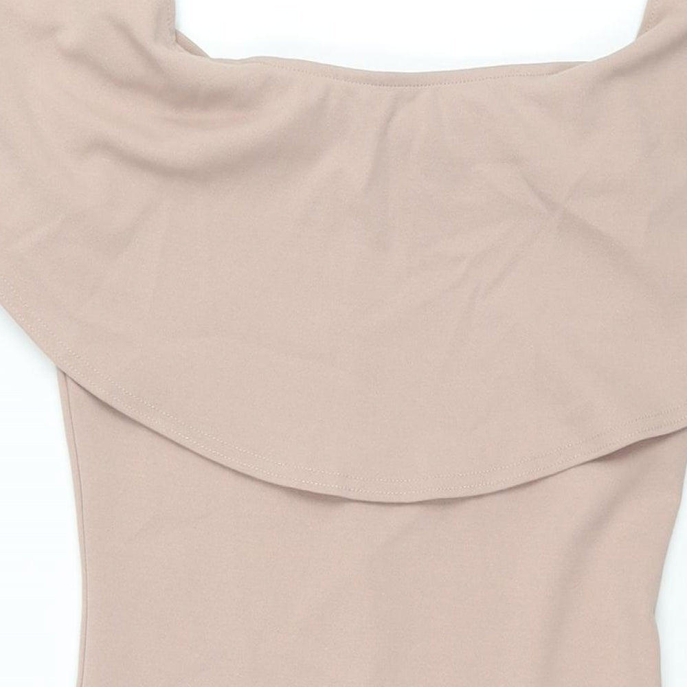 River Island Womens Pink Polyester Pencil Dress Size 10 Boat Neck Pullover