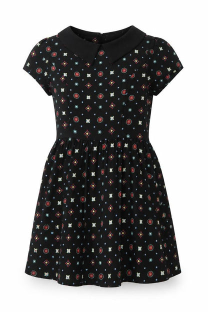 Cameo Rose Womens Black Geometric Polyester A-Line Size 10 Collared Zip