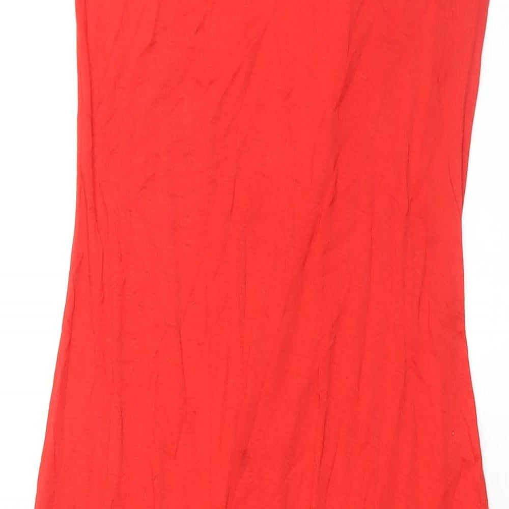 Cover Story Womens Red Viscose Maxi Size M Round Neck Button