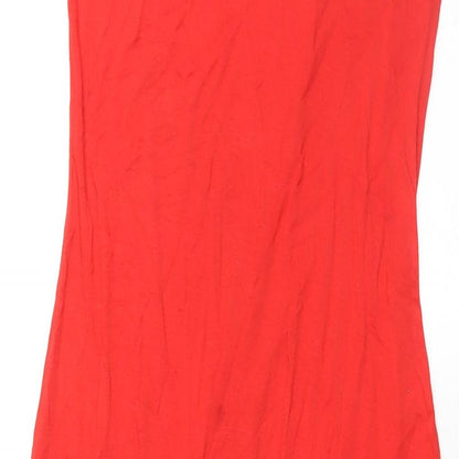 Cover Story Womens Red Viscose Maxi Size M Round Neck Button