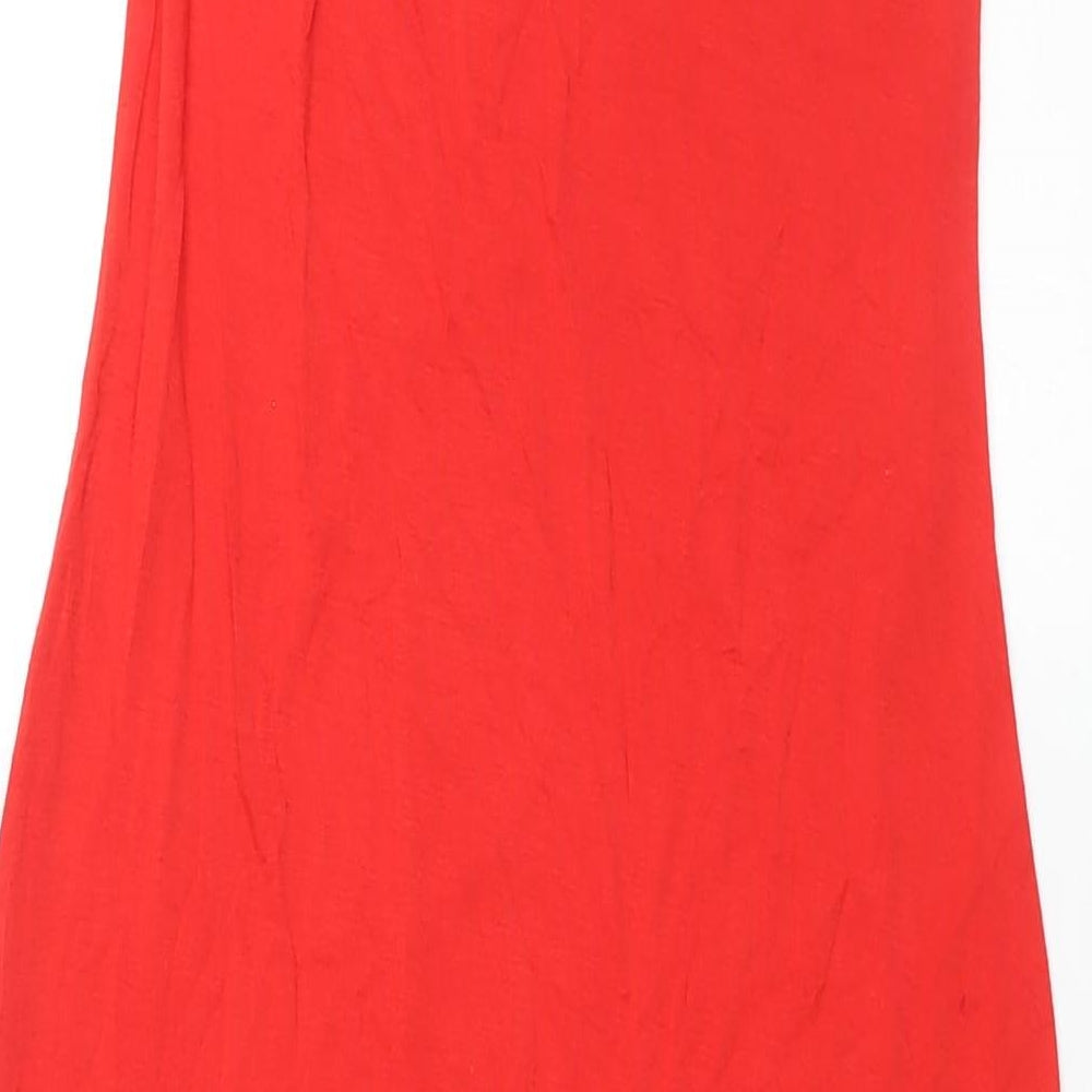 Cover Story Womens Red Viscose Maxi Size M Round Neck Button
