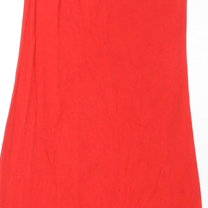 Cover Story Womens Red Viscose Maxi Size M Round Neck Button