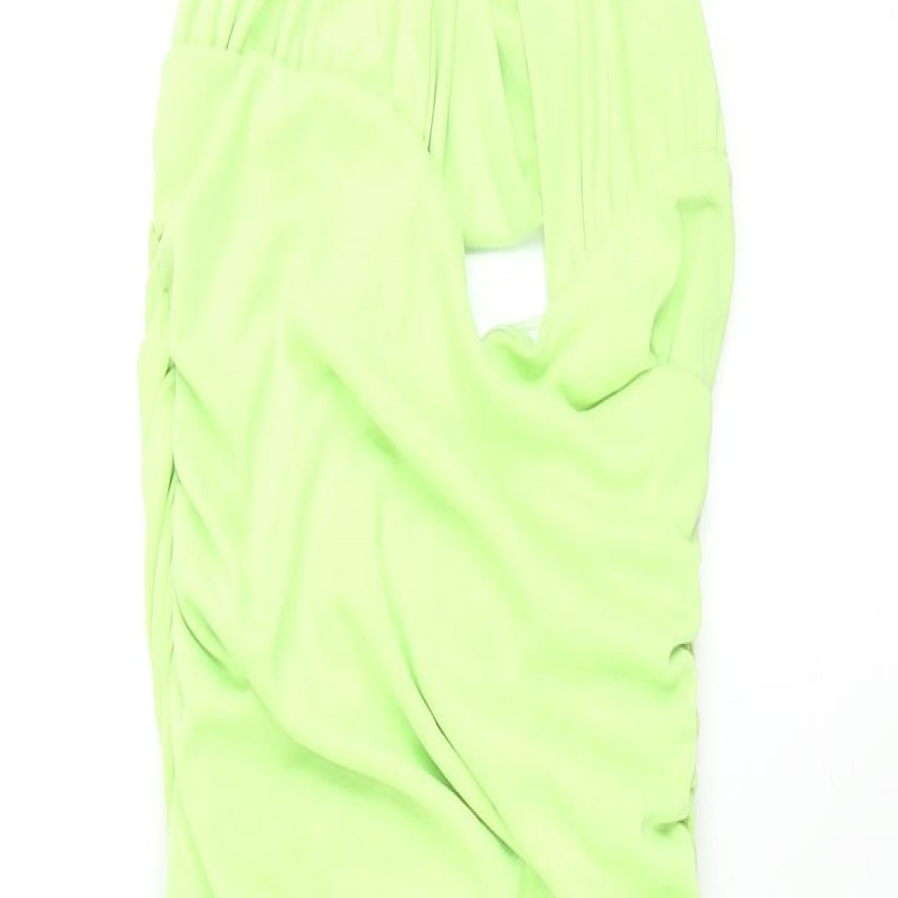 Zara Womens Green Polyester Maxi Size M Halter Tie - Rouched