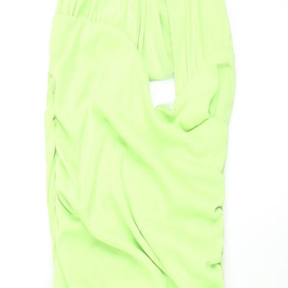 Zara Womens Green Polyester Maxi Size M Halter Tie - Rouched
