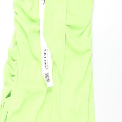 Zara Womens Green Polyester Maxi Size M Halter Tie - Rouched