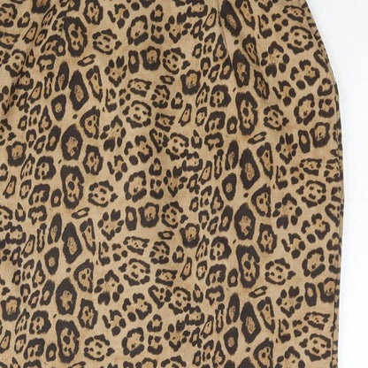 Ma Womens Brown Animal Print Polyester Straight & Pencil Skirt Size S Zip - Jaguar Print