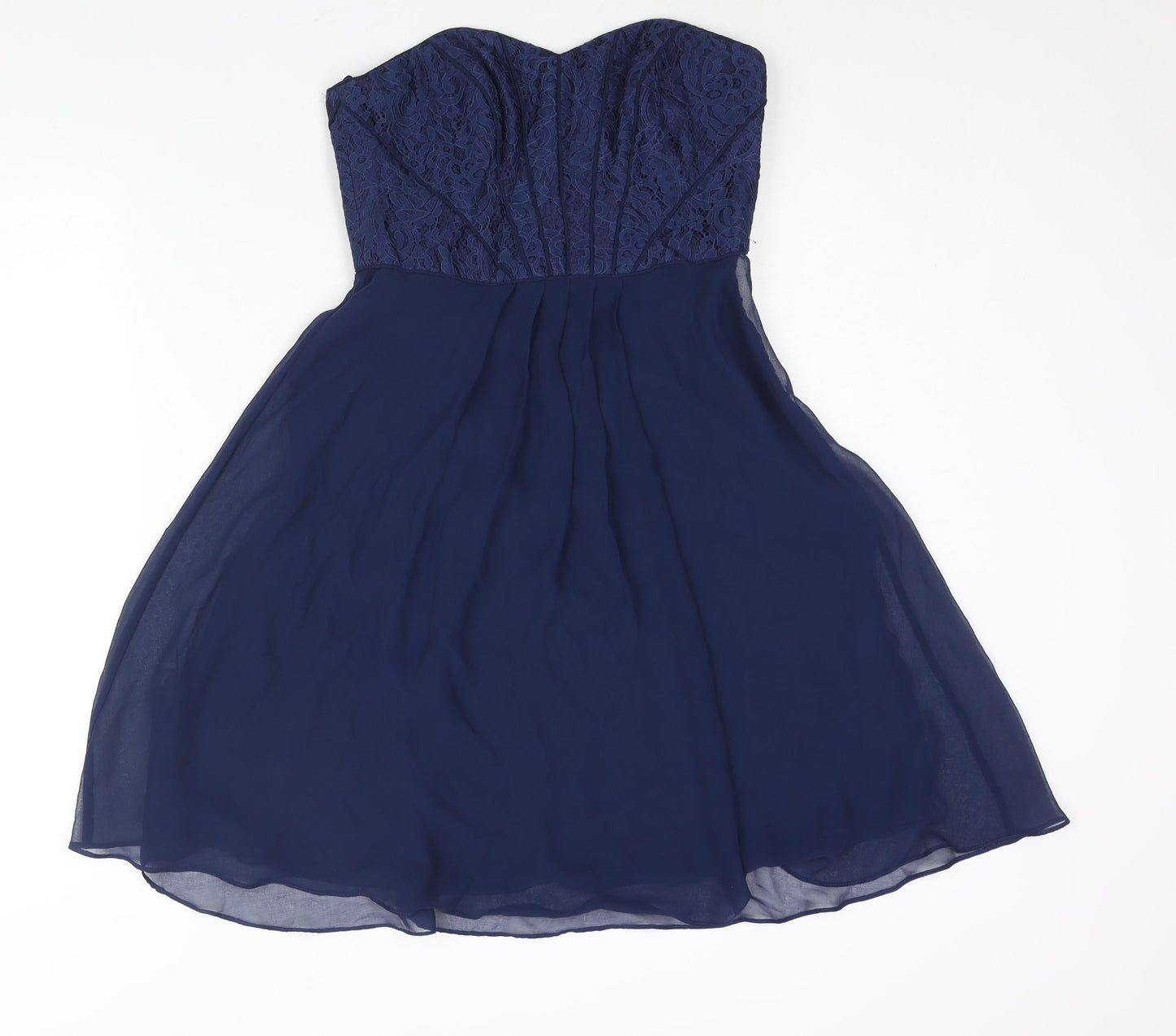 Coast Womens Blue Polyester Fit & Flare Size 10 Sweetheart Zip - Lace Bodice