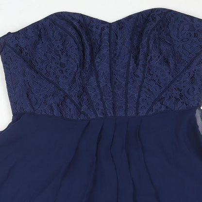 Coast Womens Blue Polyester Fit & Flare Size 10 Sweetheart Zip - Lace Bodice