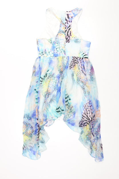 Forever New Womens Multicoloured Geometric Polyester Fit & Flare Size 8 Round Neck Zip