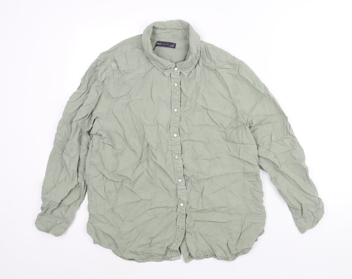 Womens UK Size 16 Marks and Spencer Green Basic Button-Up
