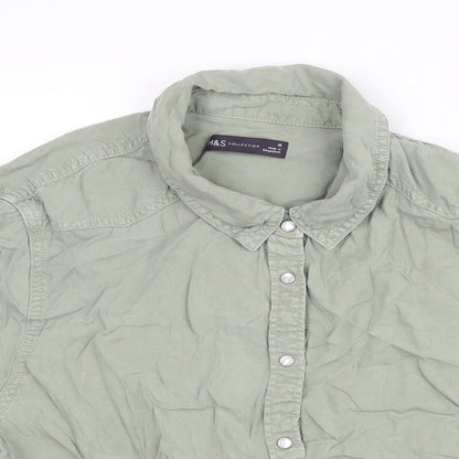Womens UK Size 16 Marks and Spencer Green Basic Button-Up