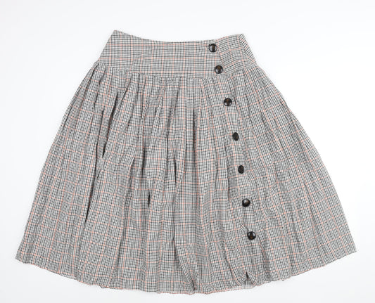 Neon Rose Womens Multicoloured Check Polyester Pleated Skirt Size L Button