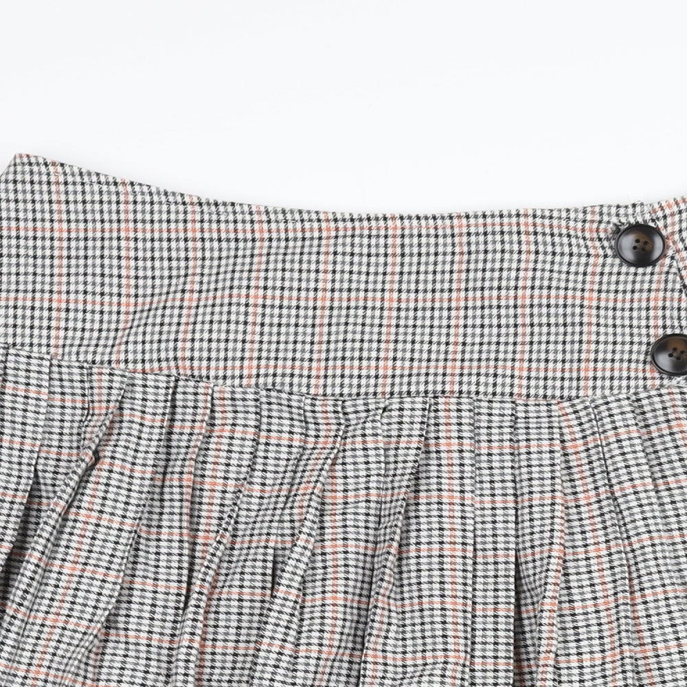 Neon Rose Womens Multicoloured Check Polyester Pleated Skirt Size L Button