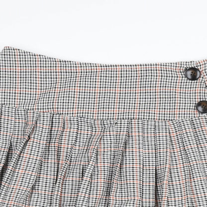 Neon Rose Womens Multicoloured Check Polyester Pleated Skirt Size L Button