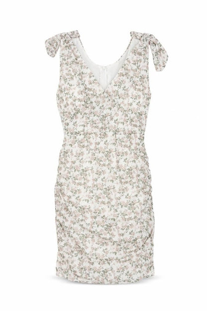PRETTYLITTLETHING Womens Multicoloured Floral Polyester Mini Size 10 V-Neck Zip - Rouched Bow