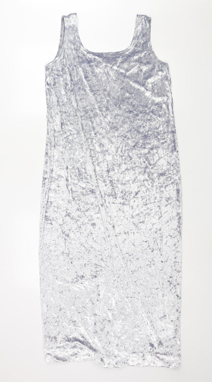 AMARANTO Womens Silver Polyester Maxi Size 18 Scoop Neck Pullover - Vented