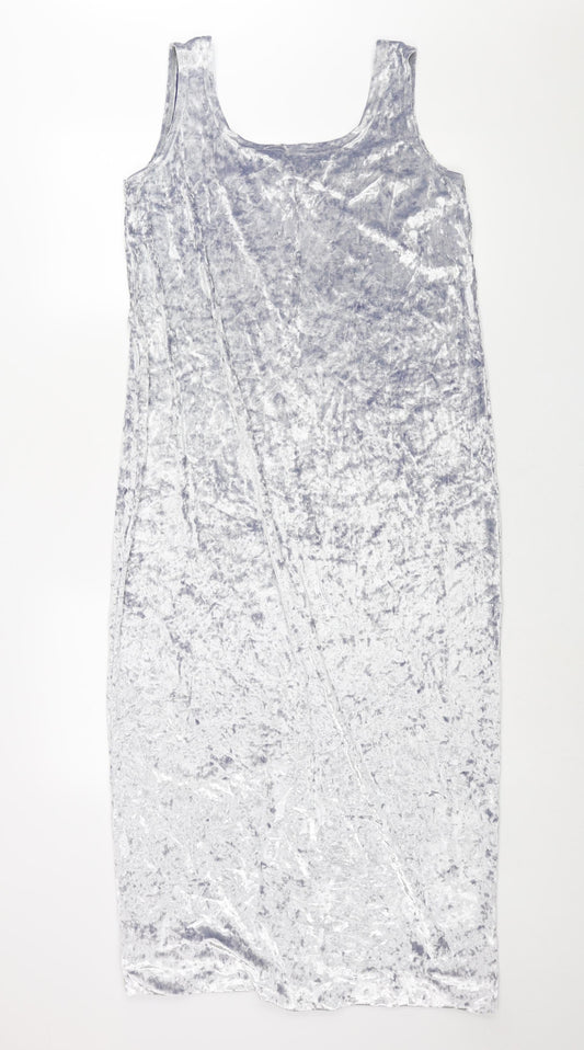 AMARANTO Womens Silver Polyester Maxi Size 18 Scoop Neck Pullover - Vented