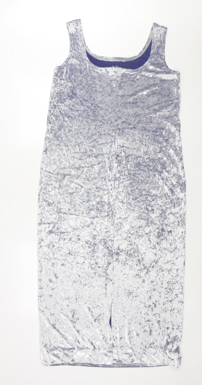 AMARANTO Womens Silver Polyester Maxi Size 18 Scoop Neck Pullover - Vented