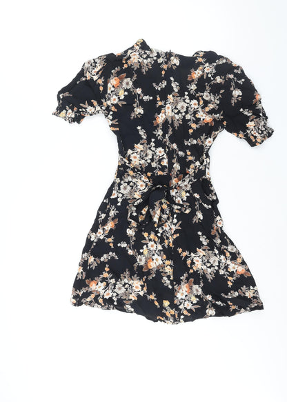 Miss Selfridge Womens Multicoloured Fair Isle Viscose A-Line Size 4 V-Neck Zip - Belted