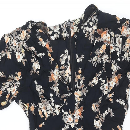 Miss Selfridge Womens Multicoloured Fair Isle Viscose A-Line Size 4 V-Neck Zip - Belted