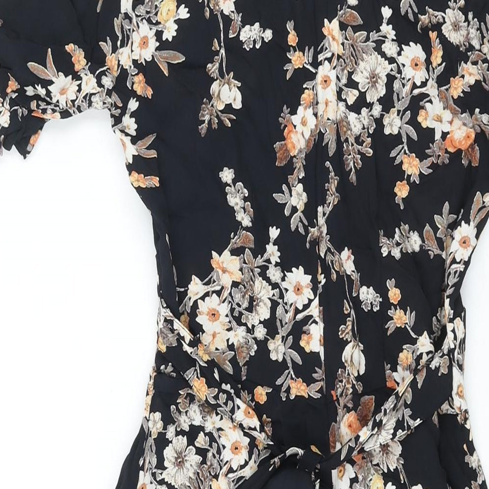 Miss Selfridge Womens Multicoloured Fair Isle Viscose A-Line Size 4 V-Neck Zip - Belted