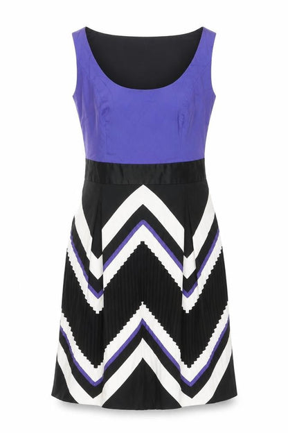 Coast Womens Multicoloured Cotton Shift Size 12 Scoop Neck Zip - Geometric Print