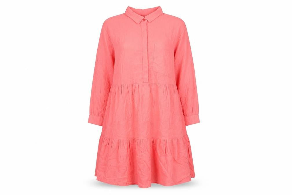 NEXT Womens Pink Cotton Shift Size 12 Collared Button - Smocked