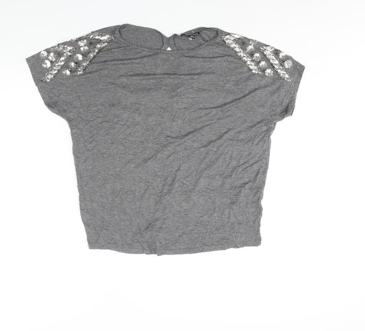 Womens UK Size 14 Warehouse Grey Basic Blouse