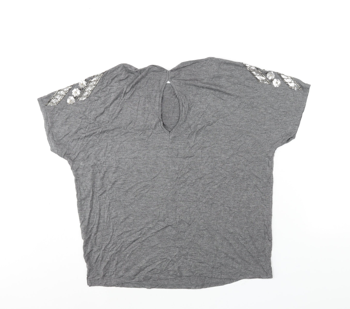 Womens UK Size 14 Warehouse Grey Basic Blouse