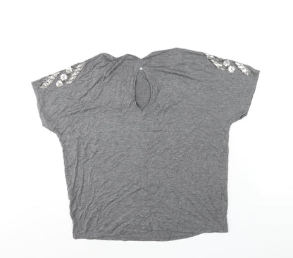 Womens UK Size 14 Warehouse Grey Basic Blouse