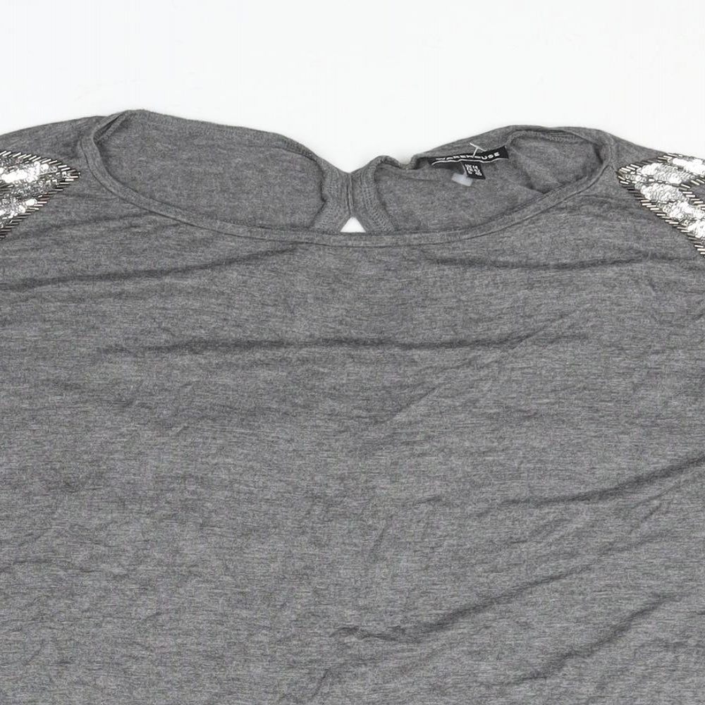 Womens UK Size 14 Warehouse Grey Basic Blouse