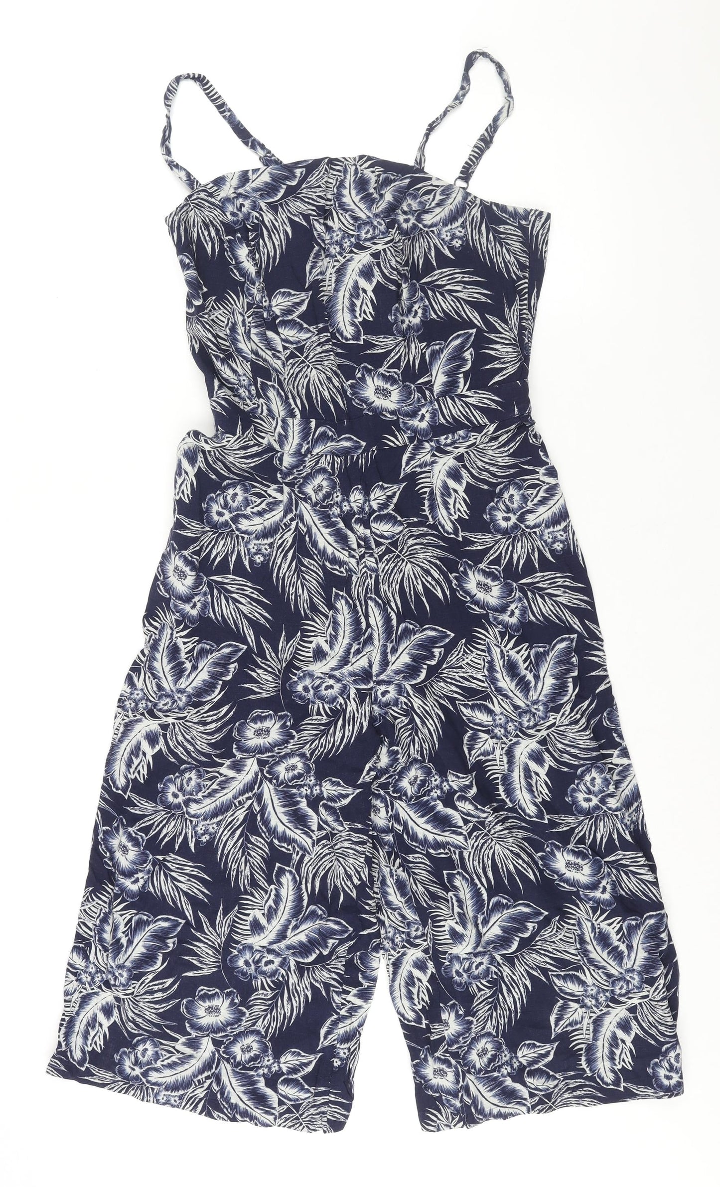 NEXT Womens Blue Geometric Polyester Jumpsuit One-Piece Size 10 L17 in Zip - Plant Print