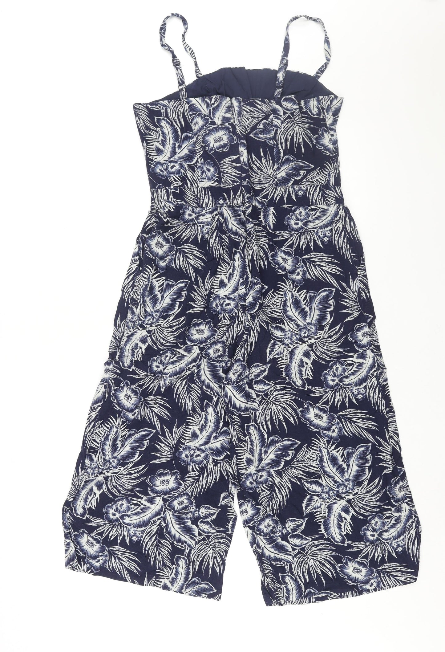 NEXT Womens Blue Geometric Polyester Jumpsuit One-Piece Size 10 L17 in Zip - Plant Print