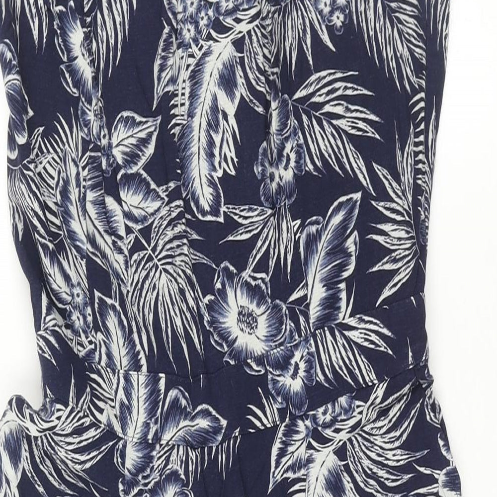 NEXT Womens Blue Geometric Polyester Jumpsuit One-Piece Size 10 L17 in Zip - Plant Print